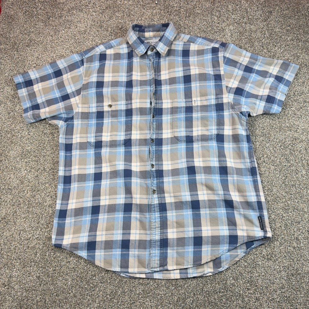 Y2K Abercrombie & Fitch Mens Blue Plaid Short Sleeve Button Down Shirt M Cotton